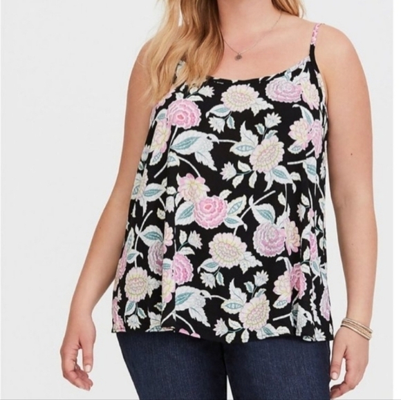 TORRID BLACK FLORAL LACED BACK CHALICE CAMI plus size 1 - Picture 7 of 7